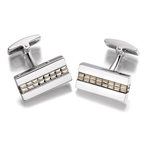 Hoxton London sterling silver cufflinks with gold marcasite accents, featuring a polished, elegant design for formal wear.