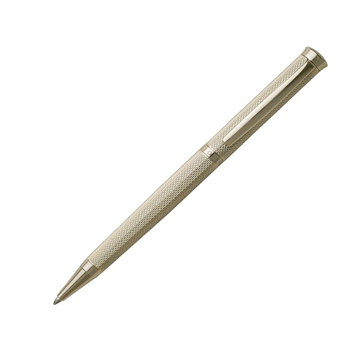 HUGO BOSS HUGO Ballpoint pen with sophisticated gold finish and diamond accents, showcasing elegant writing instrument design.