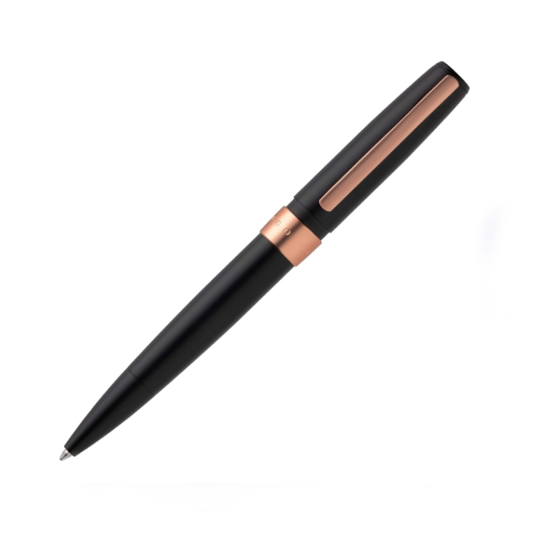 HUGO BOSS Halo rosegold ballpoint pen with sleek design and metallic finish, showcasing elegant writing instrument style.