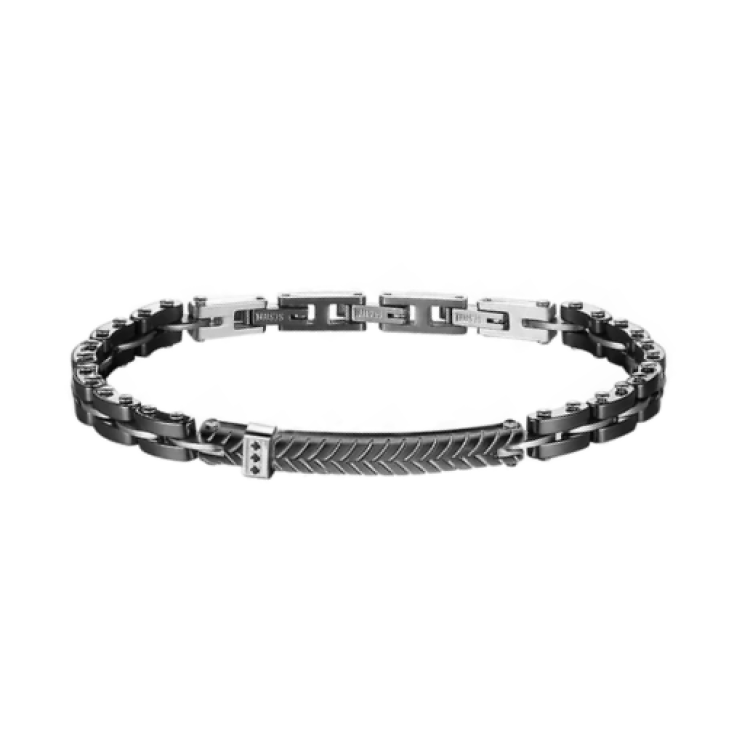 Orion Path Black PVD Stainless Steel Bracelet with Ceramic ID Bracelets