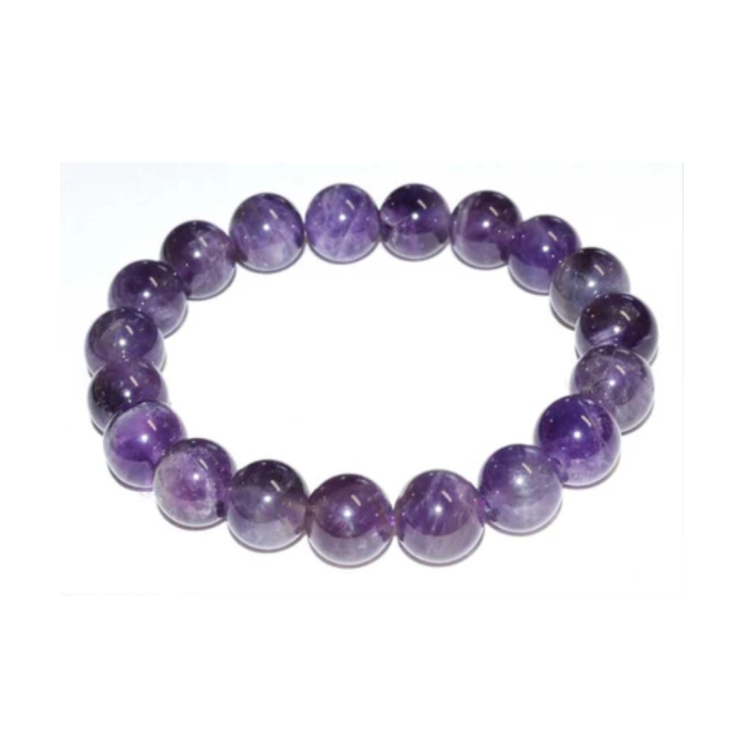 T.M.J natural amethyst stone bead bracelet with 4mm round beads on a 17cm stretch band.