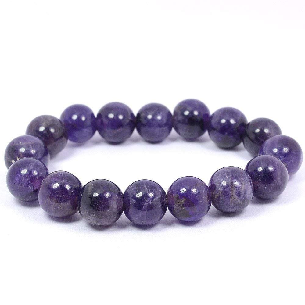 Natural amethyst stone bead bracelet by T.M.J, featuring 4mm round beads on a 17cm elastic bracelet.
