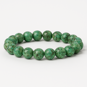 T.M.J African Turquoise beaded bracelet with 6mm beads, 17cm length, featuring vibrant turquoise stones and intricate bead design.