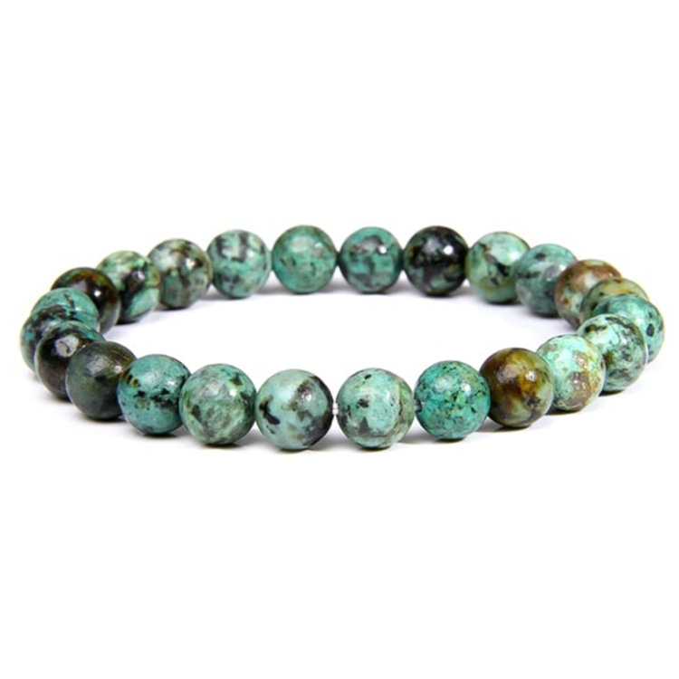 T.M.J African Turquoise beaded bracelet with 6mm beads, 17cm length, featuring vibrant turquoise stones and intricate beadwork.