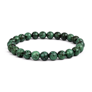 T.M.J African Turquoise beaded bracelet with 17cm length and 6mm beads, featuring vibrant turquoise stones and natural bead design.
