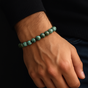 T.M.J African Turquoise beaded bracelet with 6mm beads, 17cm length, featuring vibrant turquoise stones and silver accents.