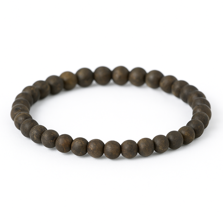 Natural matte bronzite stone beaded bracelet from T.M.J, featuring 6mm round beads on a stylish stretch bracelet.