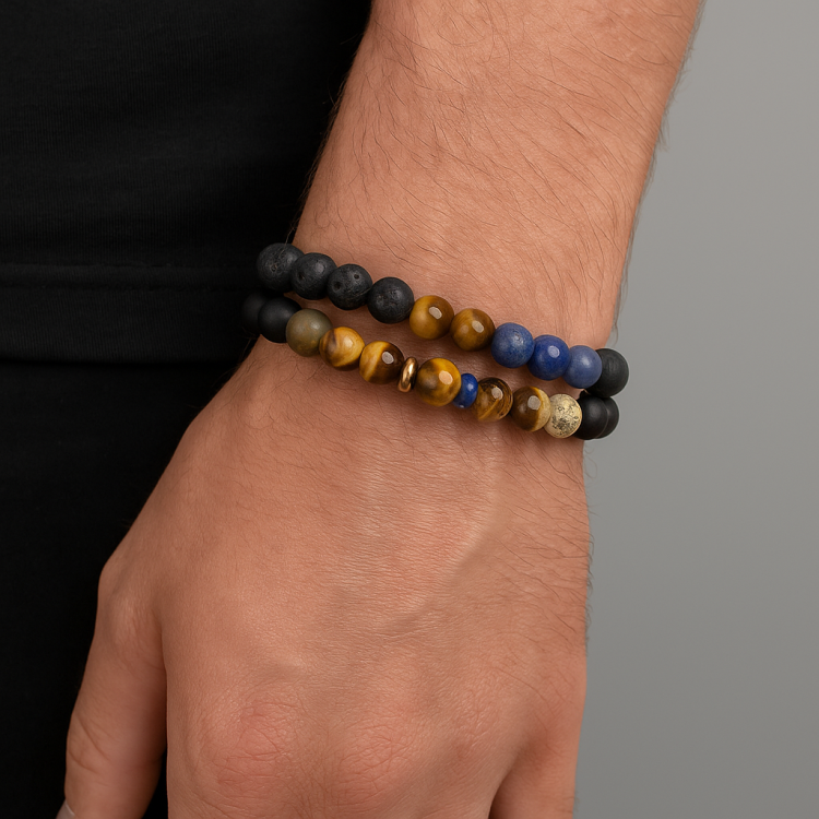T.M.J wrap-around beaded bracelet with multicolored stones, 17cm length, stylish and handcrafted jewelry accessory.