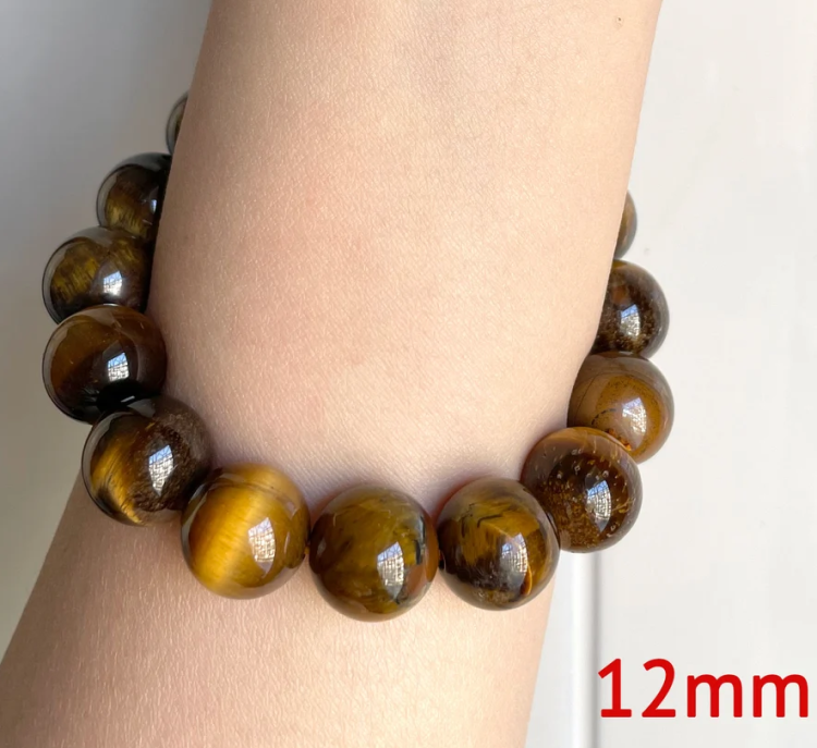 Brown Tiger Eye beaded bracelet featuring 12mm round beads, stylish bead bracelet from T.M.J.