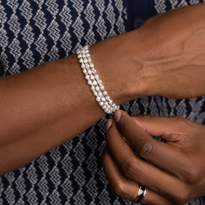 Men's silver wrap-around bead bracelet with pearls from the Melbourne Collection by T.M.J, featuring 4mm beads in a stylish design.