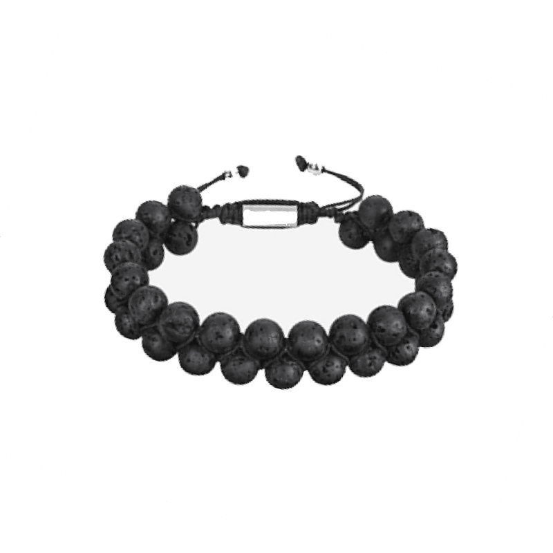 Earth & Stone Bracelet Stack: lava stone macramé bracelet