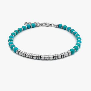 Natural stone beaded bracelet with stainless steel accents for men, featuring tiger eye beads and stylish design.
