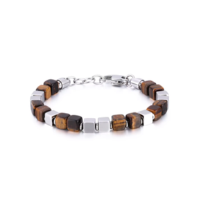 Tiger Eye, matte onyx, and sodalite bead bracelet with stainless steel accents, stylish T.M.J jewelry accessory.