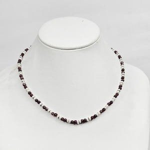 Mini beaded necklace with pearls and lapidolite beads, 45cm T.M.J jewelry piece featuring delicate gemstone and pearl accents.