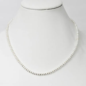 Mini beaded necklace by T.M.J with pearls and stainless steel spacer beads, 45cm silver-toned jewelry accessory