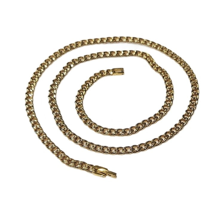 Men’s 5mm hypoallergenic gold-plated stainless steel curb chain necklace, T.M.J brand, 50cm length, durable and stylish jewelry.