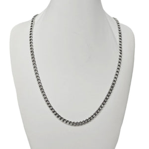 Men’s 5mm stainless steel curb chain necklace by T.M.J, showcasing a durable, polished chain with a classic curb link design.