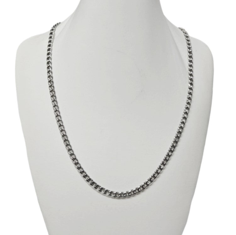 Men’s 5mm stainless steel curb chain necklace by T.M.J, showcasing a durable, polished chain with a classic curb link design.