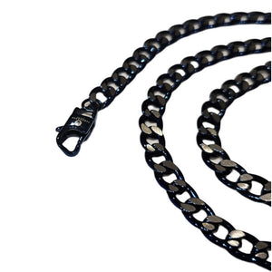 Men’s 7mm blue stainless steel Cuban curb chain necklace, T.M.J brand, 50cm length, bold and stylish jewelry chain.
