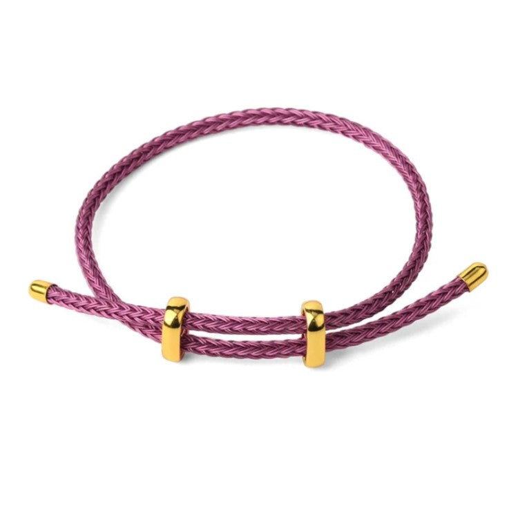 Blue leather bracelet with genuine 4mm braided stainless steel and gold-tone accents, by T.M.J, stylish men's jewelry accessory.