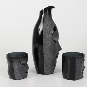 Electra Vase by T.M.J Maleras Crystal Sweden, mouth-blown black crystal with sandblasted finish, elegant decorative vase.