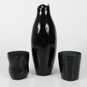 Electra Vase by T.M.J, Maleras Crystal Sweden, mouth-blown and sandblasted black crystal vase with elegant design.