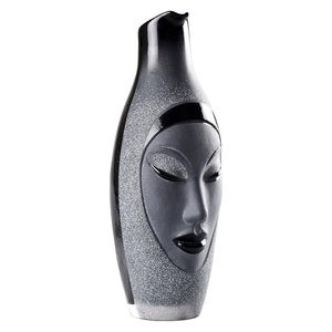 Electra Vase by T.M.J, Maleras Crystal Sweden, mouth-blown and sandblasted black crystal art glass vase with textured finish.