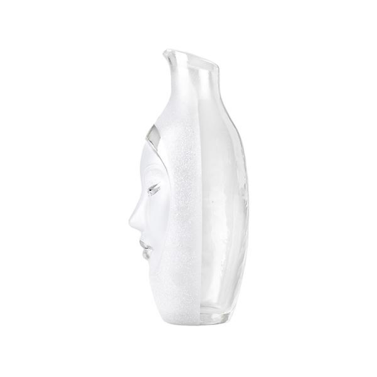 Electra Vase by T.M.J. Maleras Crystal Sweden, mouth-blown and sandblasted white and clear crystal vase with elegant design.