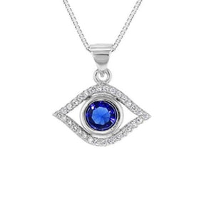 Blue Guardian Sterling Silver Evil Eye Pendant, T.M.J jewelry, featuring a detailed evil eye design on a sleek silver pendant.