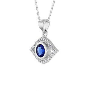 Sterling silver Blue Guardian Evil Eye Pendant by T.M.J, featuring a detailed evil eye design on a pendant necklace.