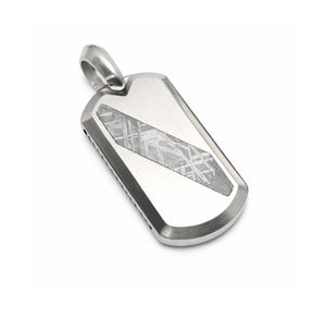 Gibeon meteorite and tungsten pendant by T.M.J, showcasing a sleek pendant with meteorite and tungsten elements.