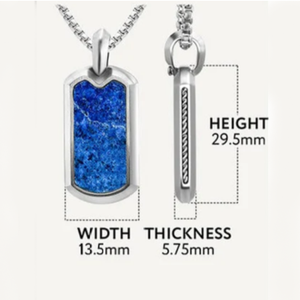 Lapis Valor Pendant for Her featuring stainless steel and natural lapis lazuli, showcasing a elegant pendant design.