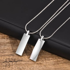 Stainless steel geometric rectangle pendant necklace with adjustable chain, stylish jewelry for women by T.M.J.