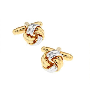 T.M.J Twist Knot cufflinks for men in gunmetal finish, elegant plain metal design with a twisted knot detail.