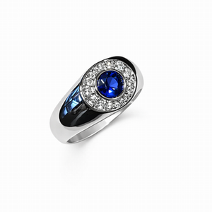 Sterling silver Blue Sapphire ring from T.M.J Apex Series, featuring a vibrant blue sapphire gemstone and sleek silver band.