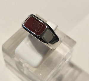 Sterling silver red agate ring from T.M.J's Element Series, featuring a polished gemstone set in a sleek silver band.