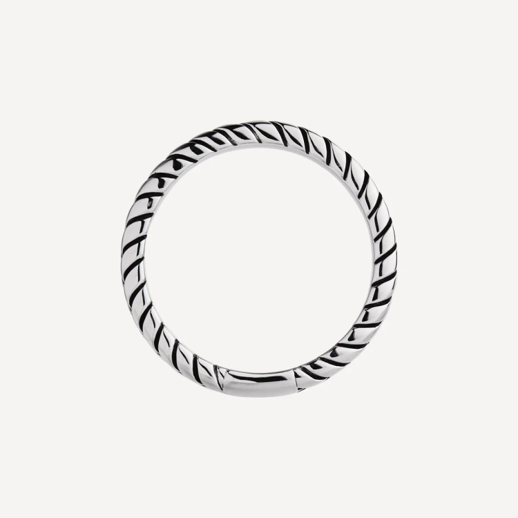 Helix men's sterling silver ring by T.M.J featuring a sleek, polished silver band with modern design details.