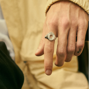 Sterling silver oval ring from Vanguard Kyoto collection by T.M.J, showcasing smooth, polished silver band with elegant oval design.