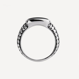 Vanguard men's sterling silver ring with black onyx gemstone, stylish silver ring designed by T.M.J.