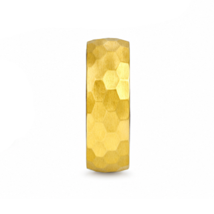 Gold-plated stainless steel ring with hardwood inlay from T.M.J, featuring a sleek design and natural wood accents.