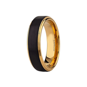 T.M.J Tungsten Rings "The Ferrari" black and gold ring with sleek design and polished finish.