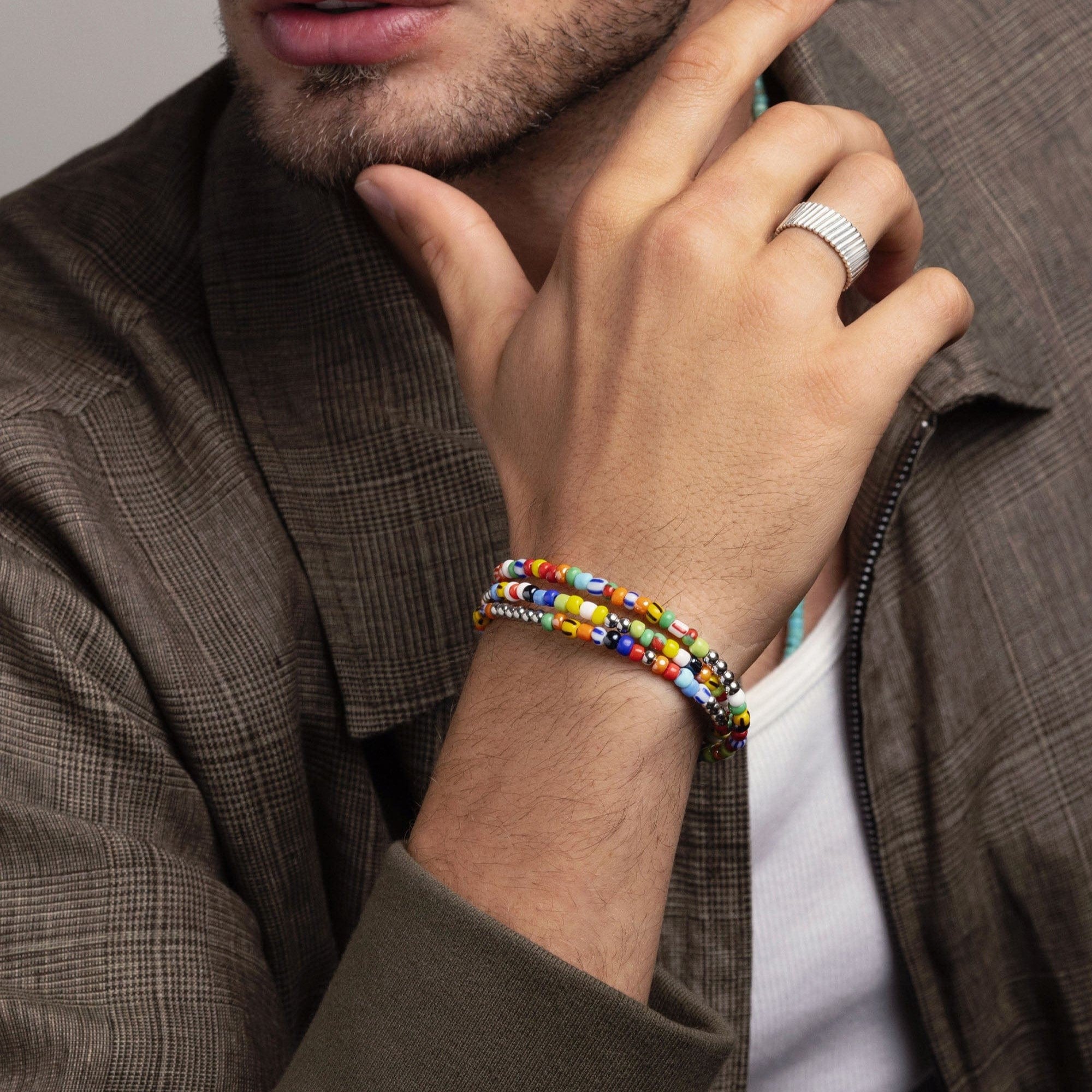 Vintage Multicolor Beaded Wrap Bracelet