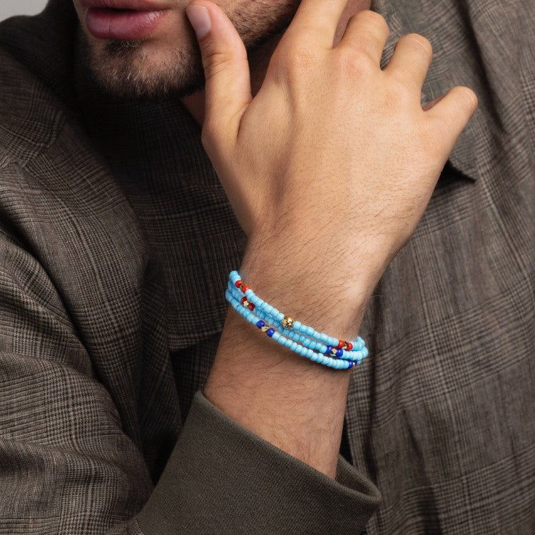 Vintage Turquoise, Red and Blue Glass Beads