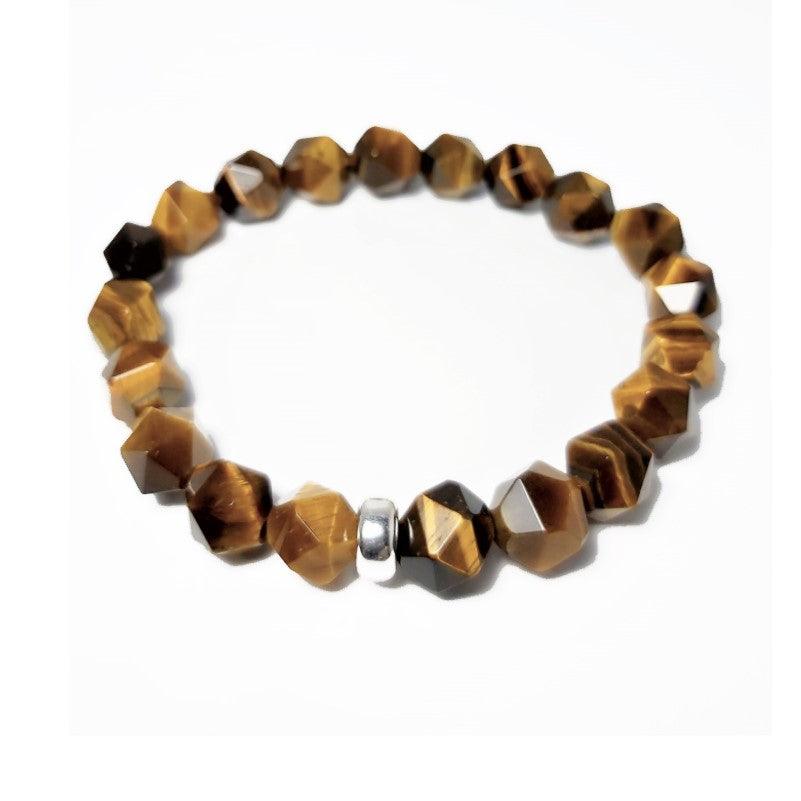 Multi-faceted Tiger Eye bead bracelet with golden-brown sheen handcrafted in Melbourne.