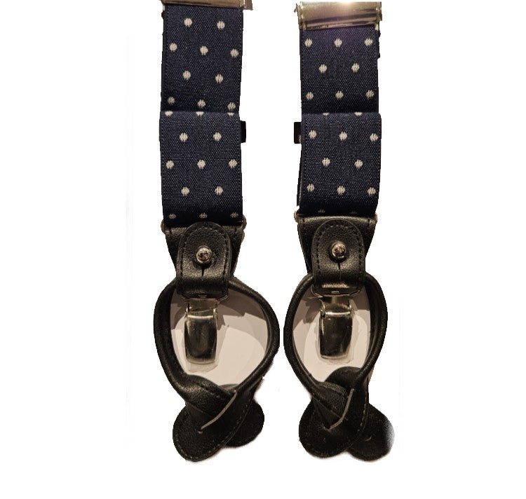 Classic 6 Button /Clips Suspender Braces With Black Leather Ends
