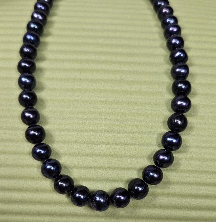 Men's Black Baroque Cultured Freshwater Pearl Strand Necklace