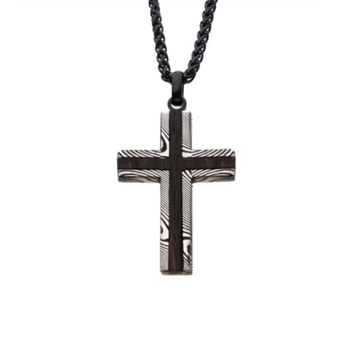 Men's Stainless Steel Damascus Cross Pendant