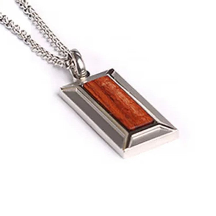 Men’s Stainless Steel Pendant with Bubinga Wood Inlay