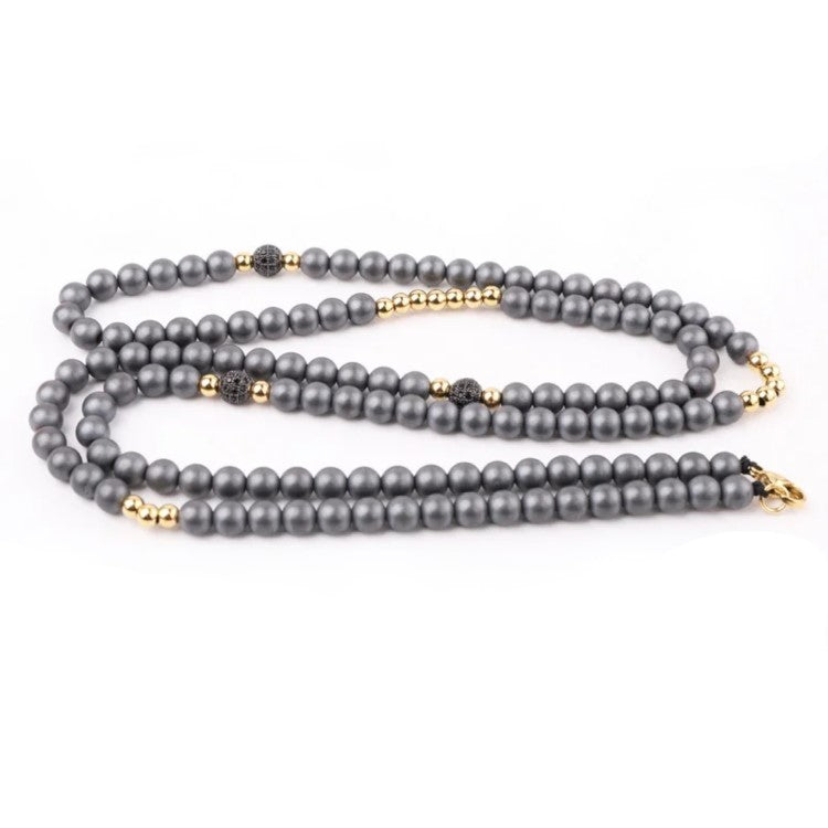 Gray Hematite  Beaded Necklace