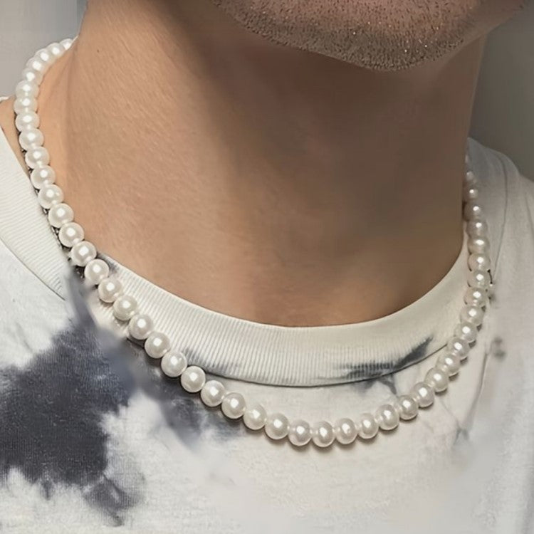 Mens Ivory Shell Base Pearl Necklace